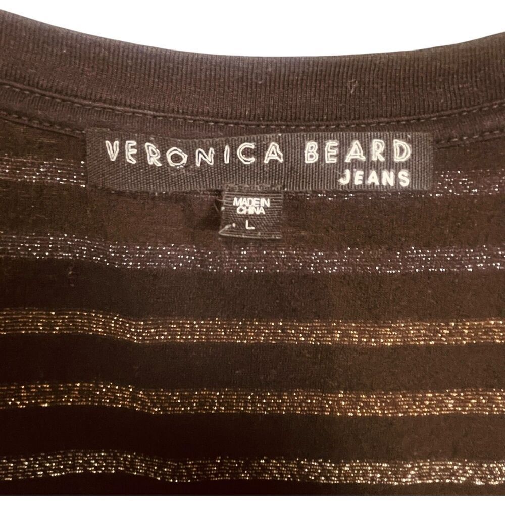Veronica Beard | Metallic Stripe Relaxed Blouse Size L | EUC - Picture 4 of 9